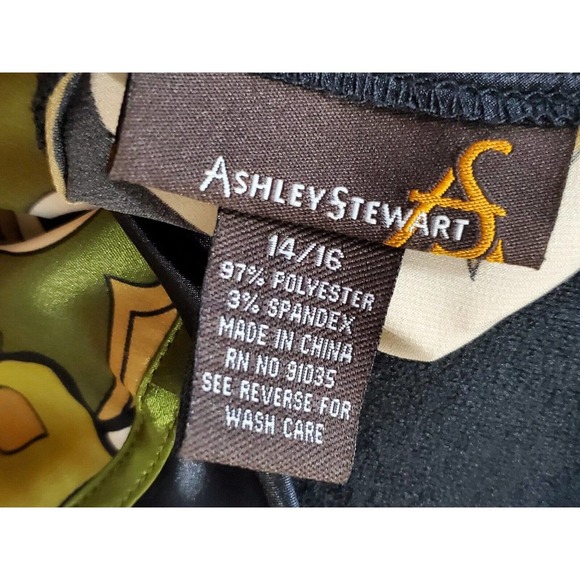 Ashley Stewart Stretch Multicolor Slit Shoulder Long Sleeve Top Blouse 14/16 - Picture 11 of 14